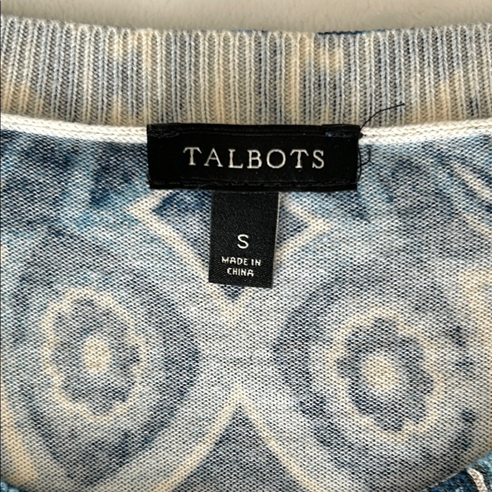 Talbots Blue Patterned Women's Top - Picture 3 of 10